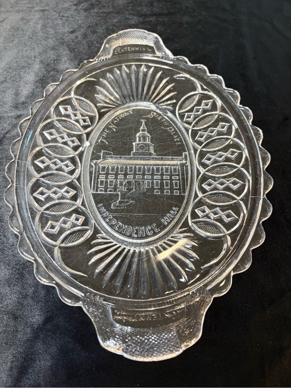 Antique 1876 Early American Pattern Glass Independence Hall